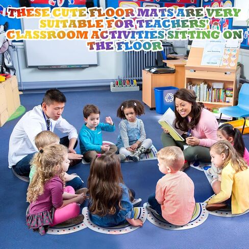Yousoontic 6 Pcs Kids Crazy Carpet Seats Rainbow 18 x 11 Inches Carpet Kids Rug Children's Mats Colorful Soft Floor Cushions for Home School Classroom Story Time Marker Play Areas in Saudi Arabia