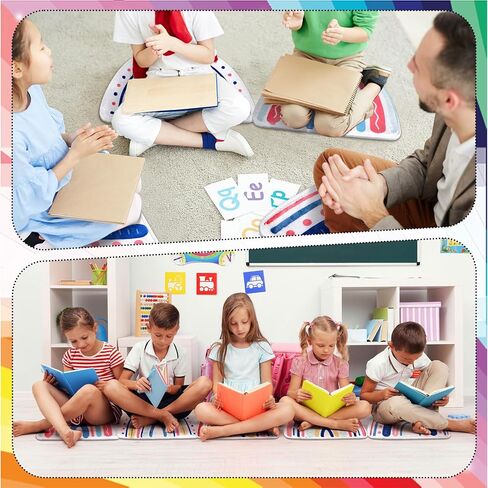 Yousoontic 6 Pcs Kids Crazy Carpet Seats Rainbow 18 x 11 Inches Carpet Kids Rug Children's Mats Colorful Soft Floor Cushions for Home School Classroom Story Time Marker Play Areas in Saudi Arabia