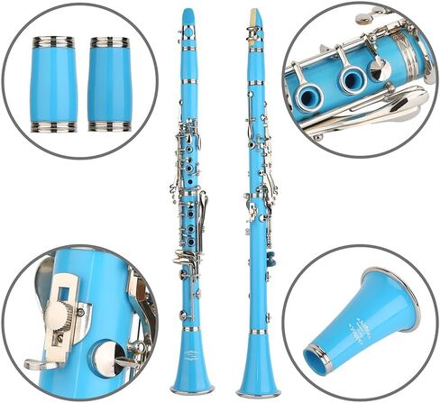 جلوري بي كلارينيت مسطح مع برميل ثانٍ، 11 قصبة، 8 وسائد، حقيبة، مجموعة العناية والمزيد ~ أزرق فاتح in Kuwait