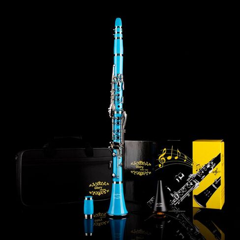جلوري بي كلارينيت مسطح مع برميل ثانٍ، 11 قصبة، 8 وسائد، حقيبة، مجموعة العناية والمزيد ~ أزرق فاتح in Kuwait