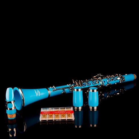 جلوري بي كلارينيت مسطح مع برميل ثانٍ، 11 قصبة، 8 وسائد، حقيبة، مجموعة العناية والمزيد ~ أزرق فاتح in Kuwait