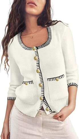 سترة نسائية 2024 غير رسمية بأكمام طويلة وفتحة رقبة مستديرة وأزرار للأسفل مفتوحة من الأمام فضفاضة متماسكة سترة جاكيتات معطف in Kuwait