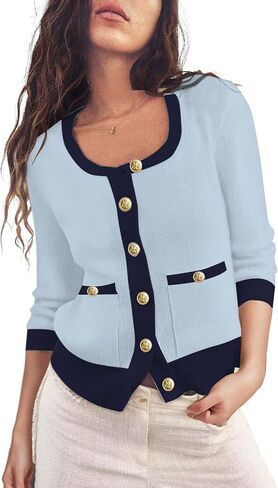 Women's 2024 Casual Long Sleeve Cardigan Crewneck Button Down Open Front Loose Knit Sweater Jackets Coat in Saudi Arabia