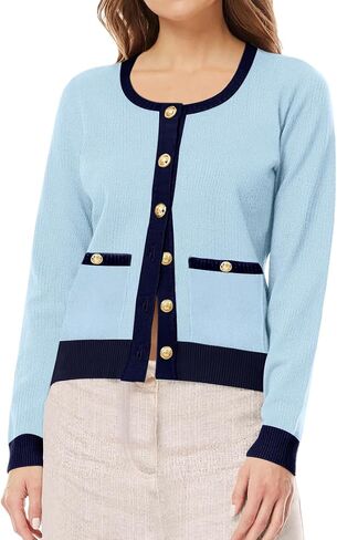 Women's 2024 Casual Long Sleeve Cardigan Crewneck Button Down Open Front Loose Knit Sweater Jackets Coat in Saudi Arabia