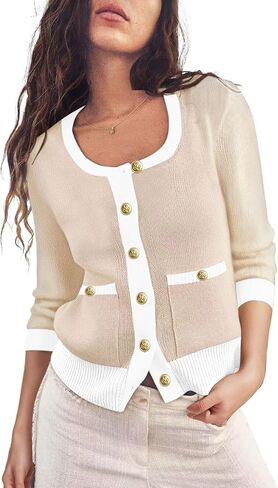 Women's 2024 Casual Long Sleeve Cardigan Crewneck Button Down Open Front Loose Knit Sweater Jackets Coat in Saudi Arabia
