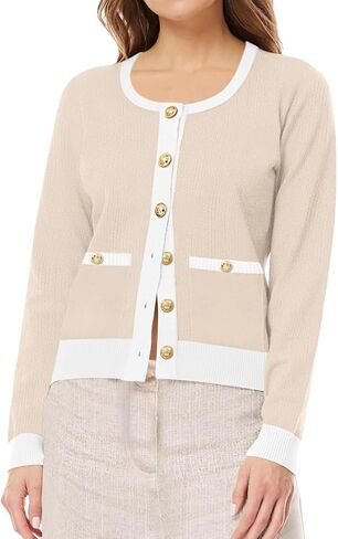Women's 2024 Casual Long Sleeve Cardigan Crewneck Button Down Open Front Loose Knit Sweater Jackets Coat in Saudi Arabia
