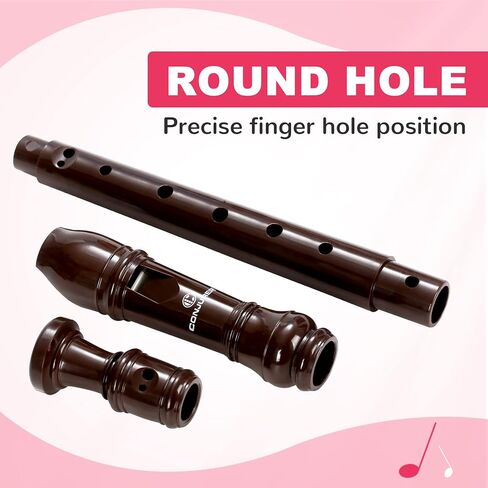 CONJURER Soprano Recorder Instrument for Kids Student - German Fingering 8 Hole Flute ABS Descant Recorders for Beginners with Cleaning Rod and Bag, Lightpink in Kuwait
