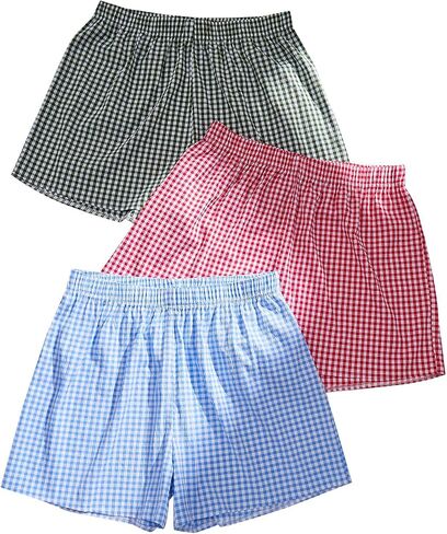 MakeMeChic Women's 3 Pack Plaid Boxer Shorts Y2k Elastic High Waist Lounge Gingham Shorts in Saudi Arabia