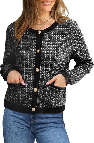OFEEFAN Womens Cardigan Sweaters Open Front Long Sleeve Button Down Knit Jackets with Pockets 2024 Fall Winter in Saudi Arabia
