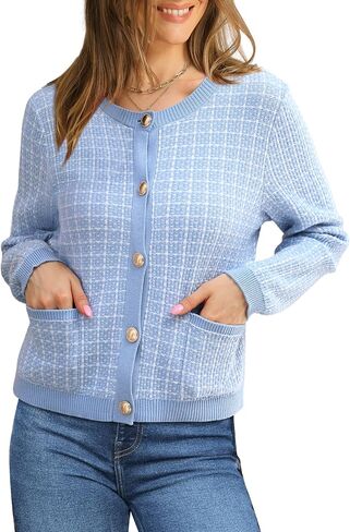 OFEEFAN Womens Cardigan Sweaters Open Front Long Sleeve Button Down Knit Jackets with Pockets 2024 Fall Winter in Saudi Arabia