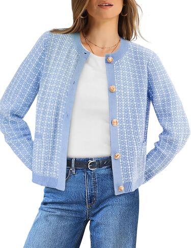 OFEEFAN Womens Cardigan Sweaters Open Front Long Sleeve Button Down Knit Jackets with Pockets 2024 Fall Winter in Saudi Arabia