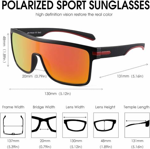 JIM HALO Men’s Polarized Shield Sunglasses Oversized Flat Top Square Glasses in Kuwait