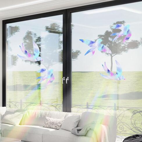 18 قطعة من ملصقات النوافذ بألوان قوس قزح على شكل طائر لمنع ضربات نافذة الطيور، ملصقات النوافذ لمنع ضربات الطيور، ملصقات عاكسة للضوء بألوان قوس قزح in Kuwait