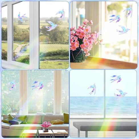18 قطعة من ملصقات النوافذ بألوان قوس قزح على شكل طائر لمنع ضربات نافذة الطيور، ملصقات النوافذ لمنع ضربات الطيور، ملصقات عاكسة للضوء بألوان قوس قزح in Kuwait