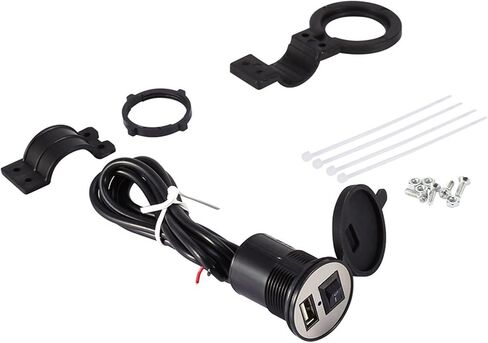 شاحن المقود، USB دراجة نارية الهاتف المحمول شاحن إمدادات الطاقة مقبس منفذ مقاوم للماء 12 فولت مع الفولتميتر تشغيل/إيقاف التبديل والصمامات in Kuwait