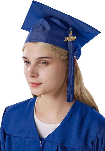 Unisex Adult Matte Graduation Cap with 2024+2023 Tassel Year Charm for High School & Bachelor Master in Saudi Arabia