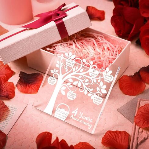 4 Years Wedding Anniversary, 4 Years of Marriage, 4 Years Together, 4th Happy Anniversary Keepsake and Paperweight for Couple, Traditional Fruit Gift for 4th Anniversary Husband or Wife Him or Her in Saudi Arabia