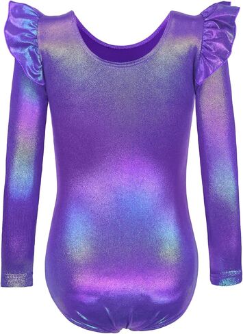 Nymphperi Gymnastics Leotards for Girls Ruffle Long Sleeve Practice Outfits Kids Dance Bodysuits in Saudi Arabia