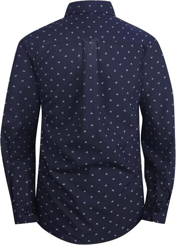 Boys Long Sleeve Patterned Dress Shirt Button Down Comfort Flex Shirts in Saudi Arabia