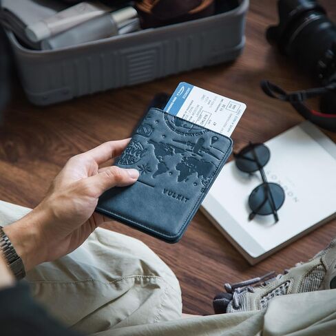 VULKIT حامل جواز السفر للسفر مع إغلاق مغناطيسي RFID حجب محفظة السفر جواز السفر غطاء كتاب حامل بطاقة الصعود أساسيات السفر in Kuwait