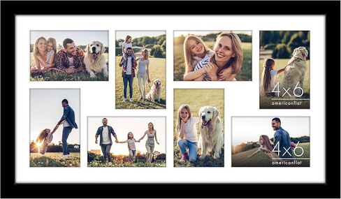 Americanflat 12x22 Collage Picture Frame with Polished Plexiglass - Fits Eight 4x6 Photos or One 12x22 Photo - Gallery Wall Frame Set - Signature Collection - Photo Frame for Wall Display – Black in Saudi Arabia