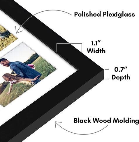 Americanflat 12x22 Collage Picture Frame with Polished Plexiglass - Fits Eight 4x6 Photos or One 12x22 Photo - Gallery Wall Frame Set - Signature Collection - Photo Frame for Wall Display – Black in Saudi Arabia