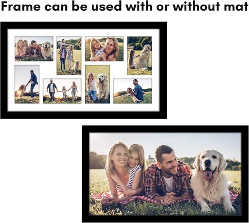 Americanflat 12x22 Collage Picture Frame with Polished Plexiglass - Fits Eight 4x6 Photos or One 12x22 Photo - Gallery Wall Frame Set - Signature Collection - Photo Frame for Wall Display – Black in Saudi Arabia