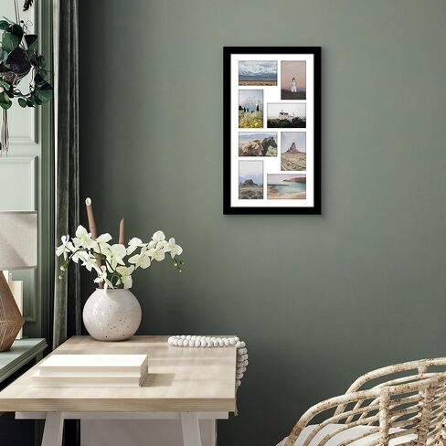 Americanflat 12x22 Collage Picture Frame with Polished Plexiglass - Fits Eight 4x6 Photos or One 12x22 Photo - Gallery Wall Frame Set - Signature Collection - Photo Frame for Wall Display – Black in Saudi Arabia