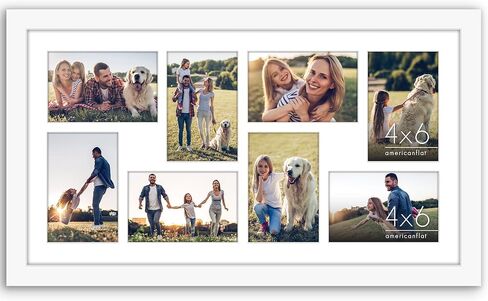 Americanflat 12x22 Collage Picture Frame with Polished Plexiglass - Fits Eight 4x6 Photos or One 12x22 Photo - Gallery Wall Frame Set - Signature Collection - Photo Frame for Wall Display – Black in Saudi Arabia