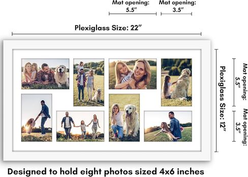 Americanflat 12x22 Collage Picture Frame with Polished Plexiglass - Fits Eight 4x6 Photos or One 12x22 Photo - Gallery Wall Frame Set - Signature Collection - Photo Frame for Wall Display – Black in Saudi Arabia