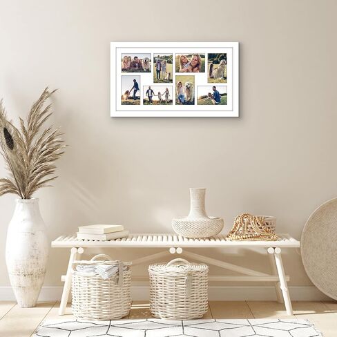 Americanflat 12x22 Collage Picture Frame with Polished Plexiglass - Fits Eight 4x6 Photos or One 12x22 Photo - Gallery Wall Frame Set - Signature Collection - Photo Frame for Wall Display – Black in Saudi Arabia