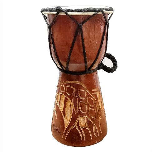 Djembe Drum Carved Bongo African inspired music also a unique gifting idea. Carver Abstract Elephant Giraffe Turtle. (6 Inch, Abstract) in Kuwait