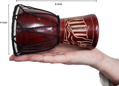 Djembe Drum Carved Bongo African inspired music also a unique gifting idea. Carver Abstract Elephant Giraffe Turtle. (6 Inch, Abstract) in Kuwait