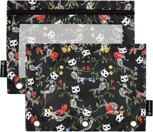 Abstract Gamepad Weapon Gamer Gaming Binder Pouch Zippered Pencil Pouches for 3 Ring Binder, 2 Pack Binder Pockets 3 Holes Pencil Case Bags with Clear Window in Saudi Arabia