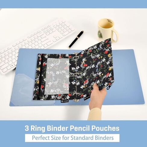 Abstract Gamepad Weapon Gamer Gaming Binder Pouch Zippered Pencil Pouches for 3 Ring Binder, 2 Pack Binder Pockets 3 Holes Pencil Case Bags with Clear Window in Saudi Arabia