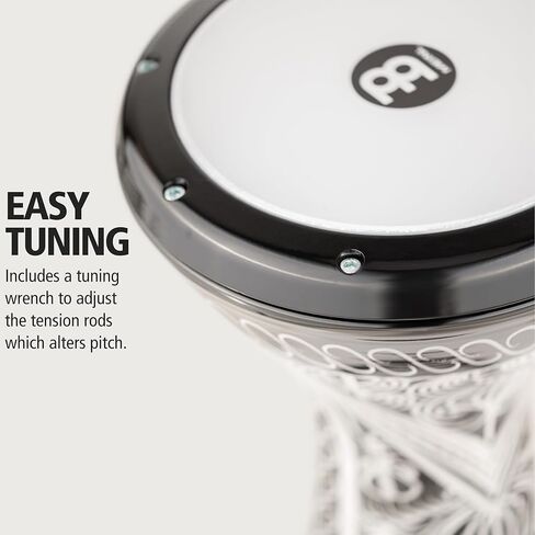 طبلة Meinl Percussion الألومنيوم Doumbek المصرية، محفورة يدويًا - صنع في تركيا - رأس صناعي، ضمان لمدة عامين (HE-3018) in Kuwait