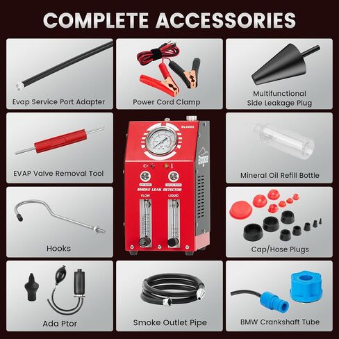 آلة دخان EVAP للسيارات - جهاز كشف تسرب نظام أنابيب وقود السيارة ثنائي الوضع 12 فولت مع مستوى الزيت ومقياس تدفق قابل للتعديل لجميع المركبات in Kuwait
