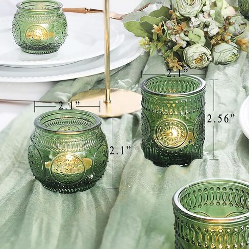 36 Pcs Green Votive Candle Holders Bulk- Assorted Glass Tea Lights Candle Holders, Green Candle Holders, Tea Candle Holders for Christmas, Tea Party, Fall Wedding, Bridal Shower Table Centerpieces in Saudi Arabia
