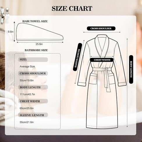 Women Microfiber Coral Fleece Full- Length Bathrobe with Hair Towel Wrap, Soft, Absorbent and Warm in Saudi Arabia