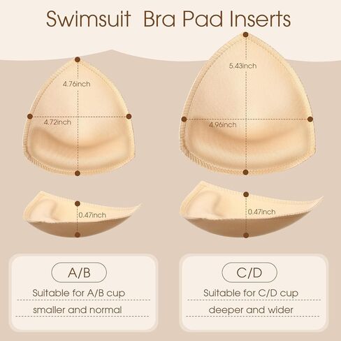 20 Pairs Waterproof Swimsuit Bra Inserts Bra Pads Sewn Padded Sports Push up Bra Pads Bathing Suit Insert for Women (C/D cups) Beige in Saudi Arabia