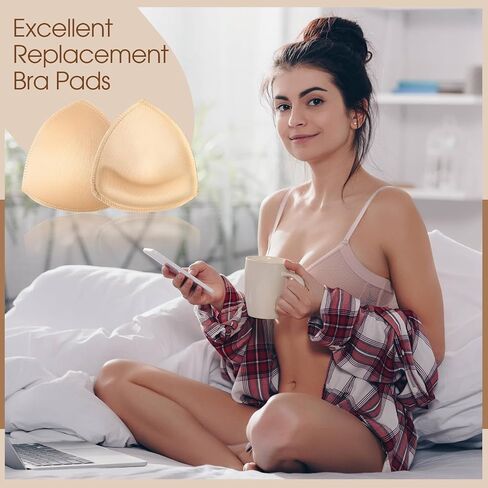 20 Pairs Waterproof Swimsuit Bra Inserts Bra Pads Sewn Padded Sports Push up Bra Pads Bathing Suit Insert for Women (C/D cups) Beige in Saudi Arabia