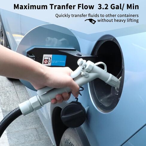 Fuel Transfer Pump (3.2GPM) with Hand Nozzle for Quick Stop Flow Control, 51" Hose Automatic Transfer Pump with 4 Tank Adapters, USB and Battery Powered Portable Liquid Pump for Oil, Gasoline, Diesel in Saudi Arabia
