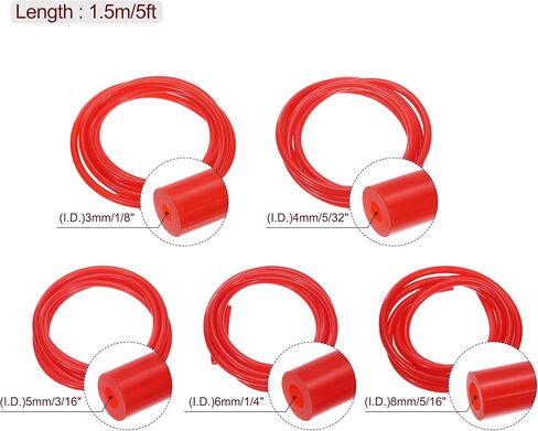 MECCANIXITY Vacuum Silicone Tubing Hose 1/8" 5/32" 3/16" 1/4" 5/16" ID 1/8" Wall Thick 5ft Red High Temperature for Engine in Saudi Arabia