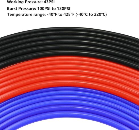 Ucreative 1/8 بوصة 5/32 بوصة 3/16 بوصة 1/4 بوصة 5/16 بوصة 3/8 بوصة مجموعة خرطوم أنابيب فراغ السيليكون للسيارات عالية الأداء 6 قطع 10 قدم مع 113 قطعة موصلات نايلون (أسود) in Kuwait