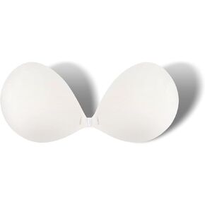 Niidor Strapless Bra Self Sticky Bra for Backless Dress with Silicone Pasties, B Cup White in Kuwait