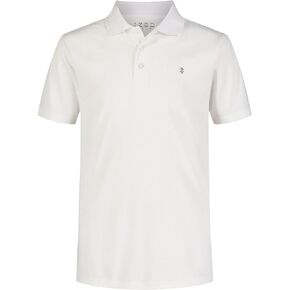 IZOD Boys' Performance Golf Grid Short Sleeve Stretch Collared Polo Shirt, White