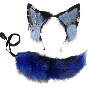 VIGVAN Wolf Ear Tail Fox Wolf Cosplay Costumes Fluffy Wolf Tail for Halloween