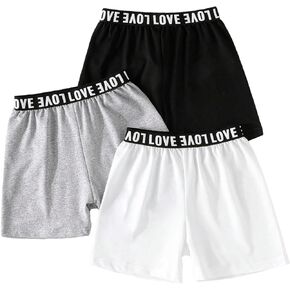 OYOANGLE Girl's 3 Packs Elastic Waist Letter Patched Shorts Athletic Running Track Shorts Pack of 3