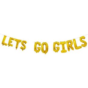 Let’s Go Girls Balloon Banner for Bachelorette Party, Bridal Shower Party Decorations (GOLD)