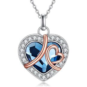AOBOCO I Love You Forever Jewelry Gift for Her Sterling Silver Heart Pendant Necklace